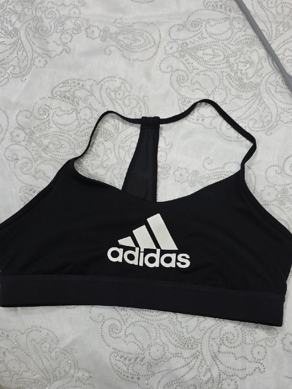 adidas Black and White Logo Sports Bra